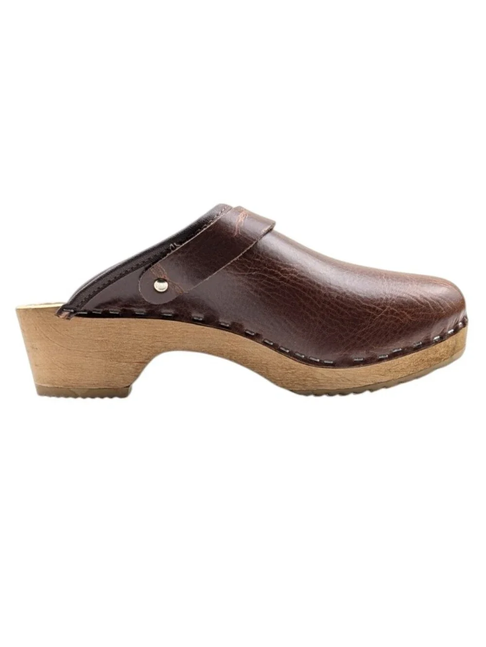 Hanna Andersson Brown Leather Swedish Wooden Clogs EU 38 US 7.5 S4231 - Picture 5 of 11